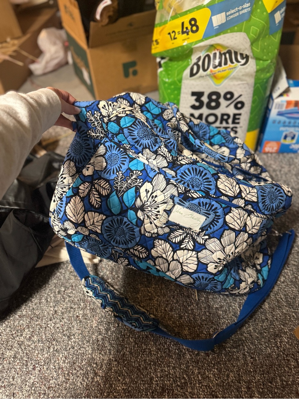 Vera Bradley Blue Floral Quilted Weekender Duffle Bag